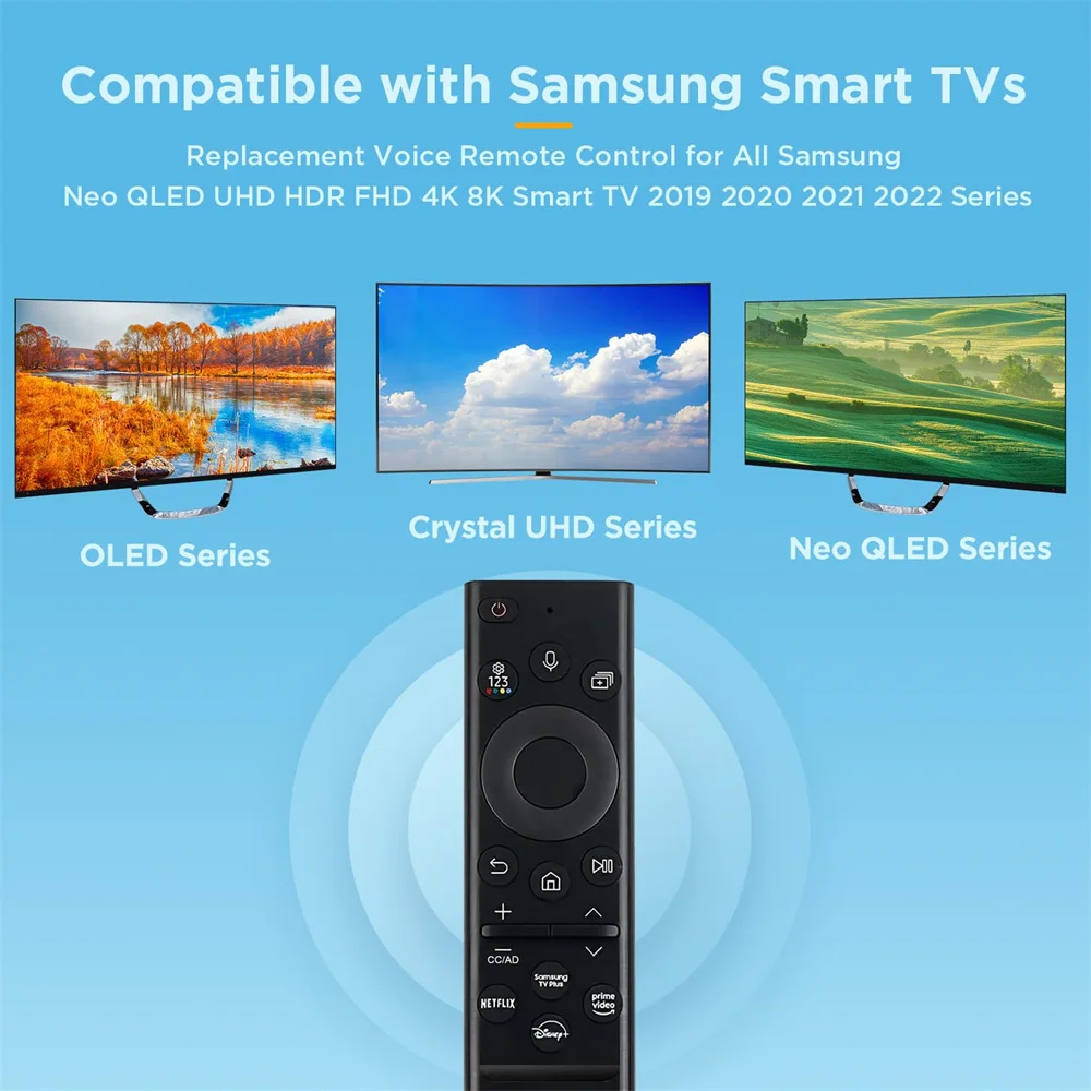 Replacement Voice Remote Control BN59-01385A for Samsung 4K 8K Smart TVs Neo QLED UHD HDR FHD 2019-2022 (No Solar Function)