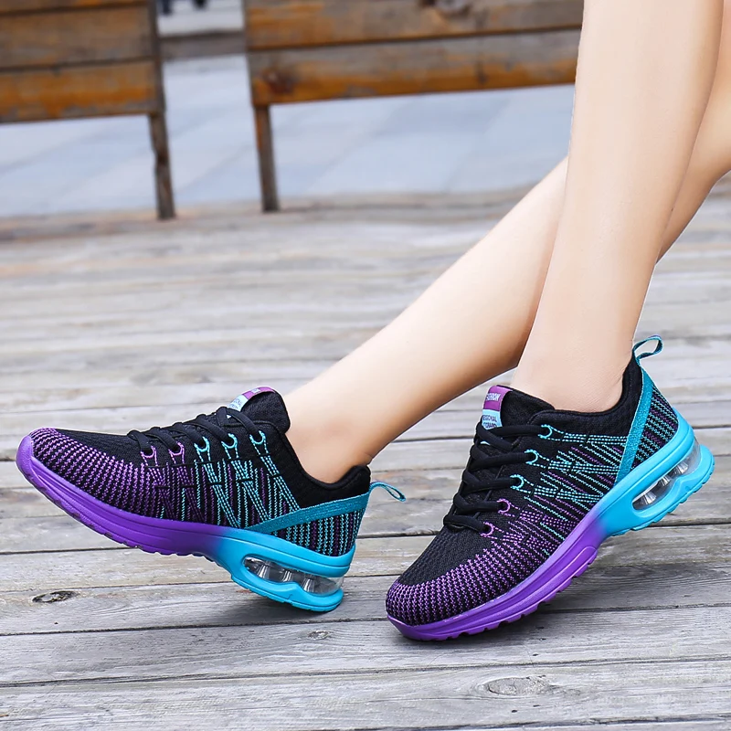 Fashion Women Lightweight Sneakers Running Shoes Outdoor Sports Shoes Breathable Mesh Comfort Running Shoes Air Cushion Lace Up