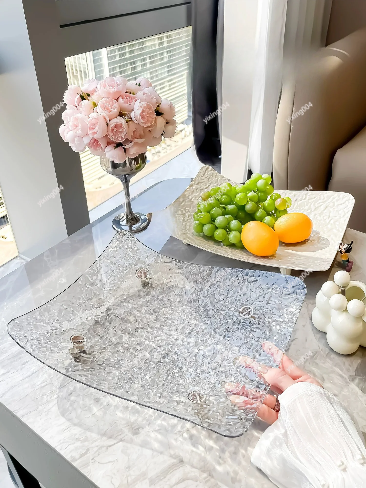 Luxury Fruit Tray Home Tea Table Snack Candy Storage Box Modern Serving Plate for Living Room