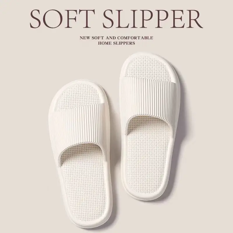 Women Summer Concise EVA Slippers Men Soft Home Slides Couples Bathroom Non-slip Sandals Adults Comfortable Outdoor Beach Shoes