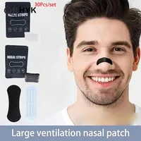30pcs Better Breathing Nose Breathing Strips For Better Sleep Anti Snoring Breathe Well Nasal Strips Black Oval Nose Patches