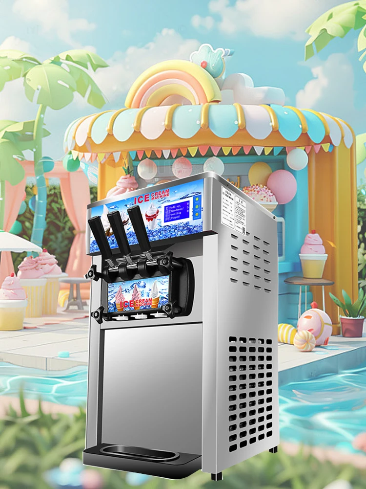 Portable Ice Cream Making Machine Dessert Soft Ice Cream Machine Three Nozzle Mixed Flavor Ice Cream Machine