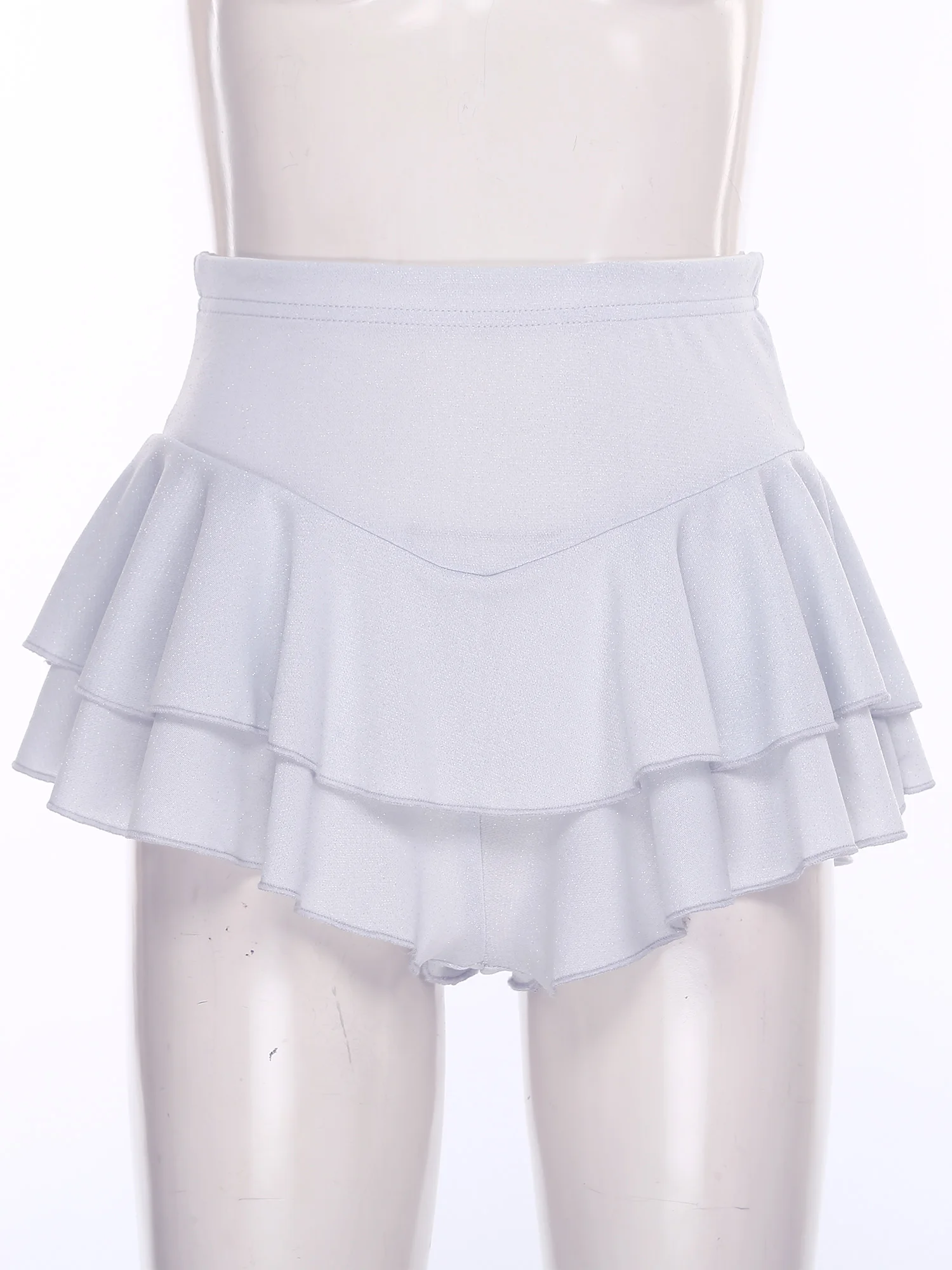 

Ballet Dance Skirt Shimmering Miniskirt with Built-in Briefs Tiered Ruffled Hem Culottes Ballet Skirt Stage Performance Costume