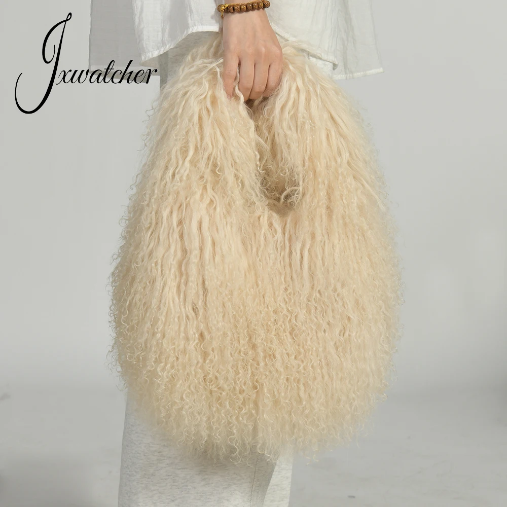 Jxwatcher 리얼 몽골리안 양털 가방 여성용 겨울 - Half Moon Bag Suede 리뷰 및 가격