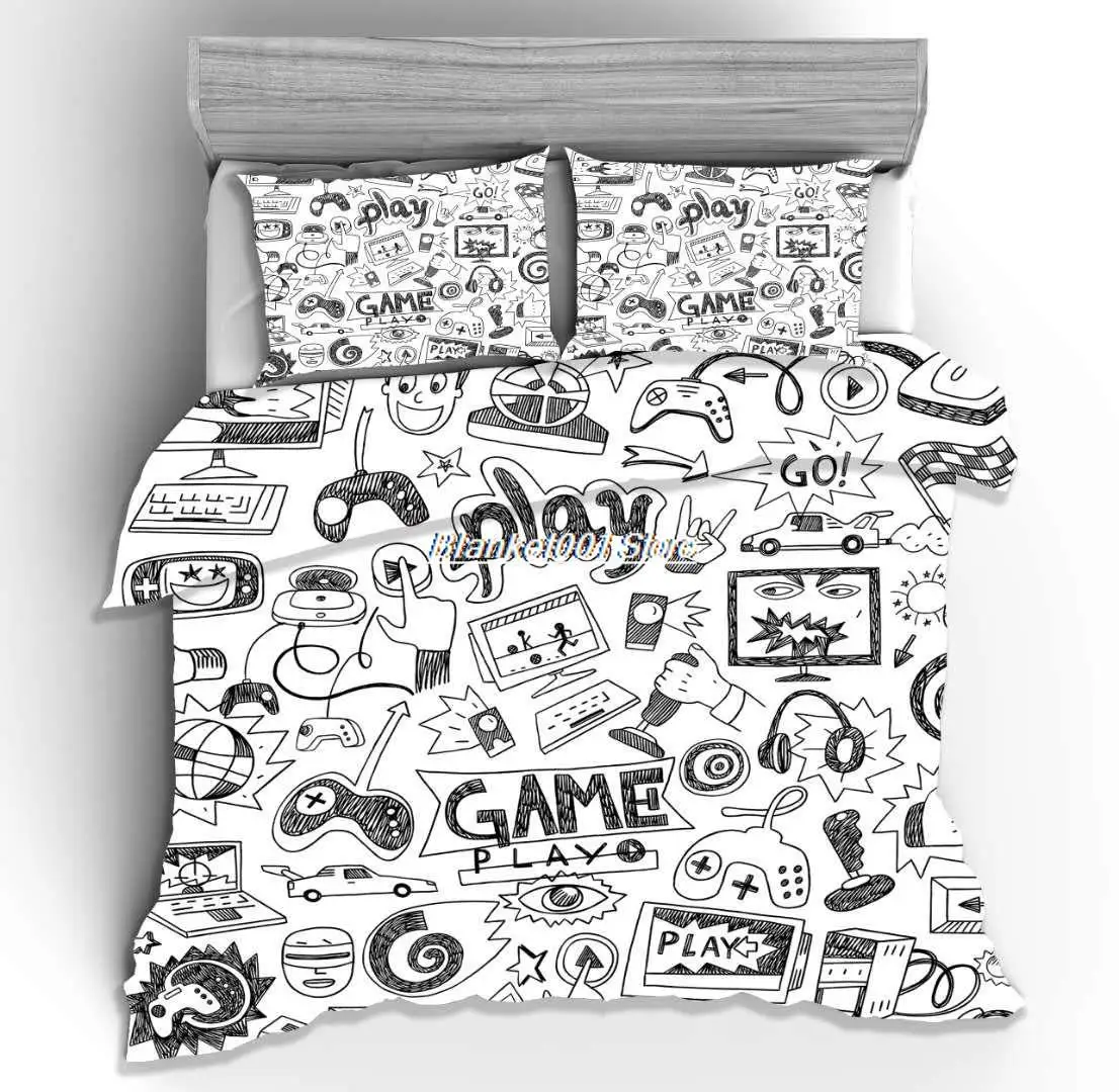 

2/3pcs/set 3D Digital Gamer Printing Bedding Set 1Quilt Cover + 1/2 Pillowcases US/EU/AU Size Twin Double Full Queen King