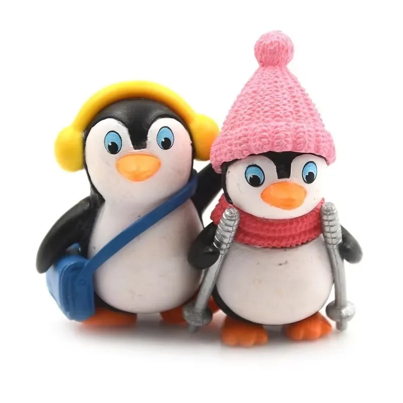 2026 4pcs/set Mini Winter Penguin Miniature Figurine Christmas Figures Fairy Garden Gnomes Moss Terrariums Decoration