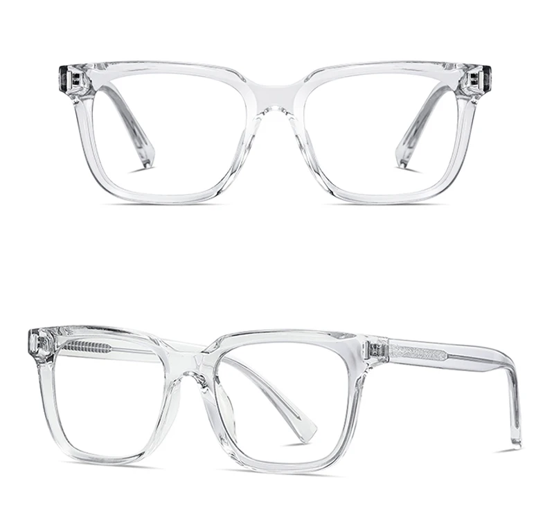 Kachawoo Anti-Blaulicht-Brille, TR90-Acetat, quadratischer Brillenrahmen für Damen, Trend, koreanischer Stil, Unisex, transparent, grau – Detail 8