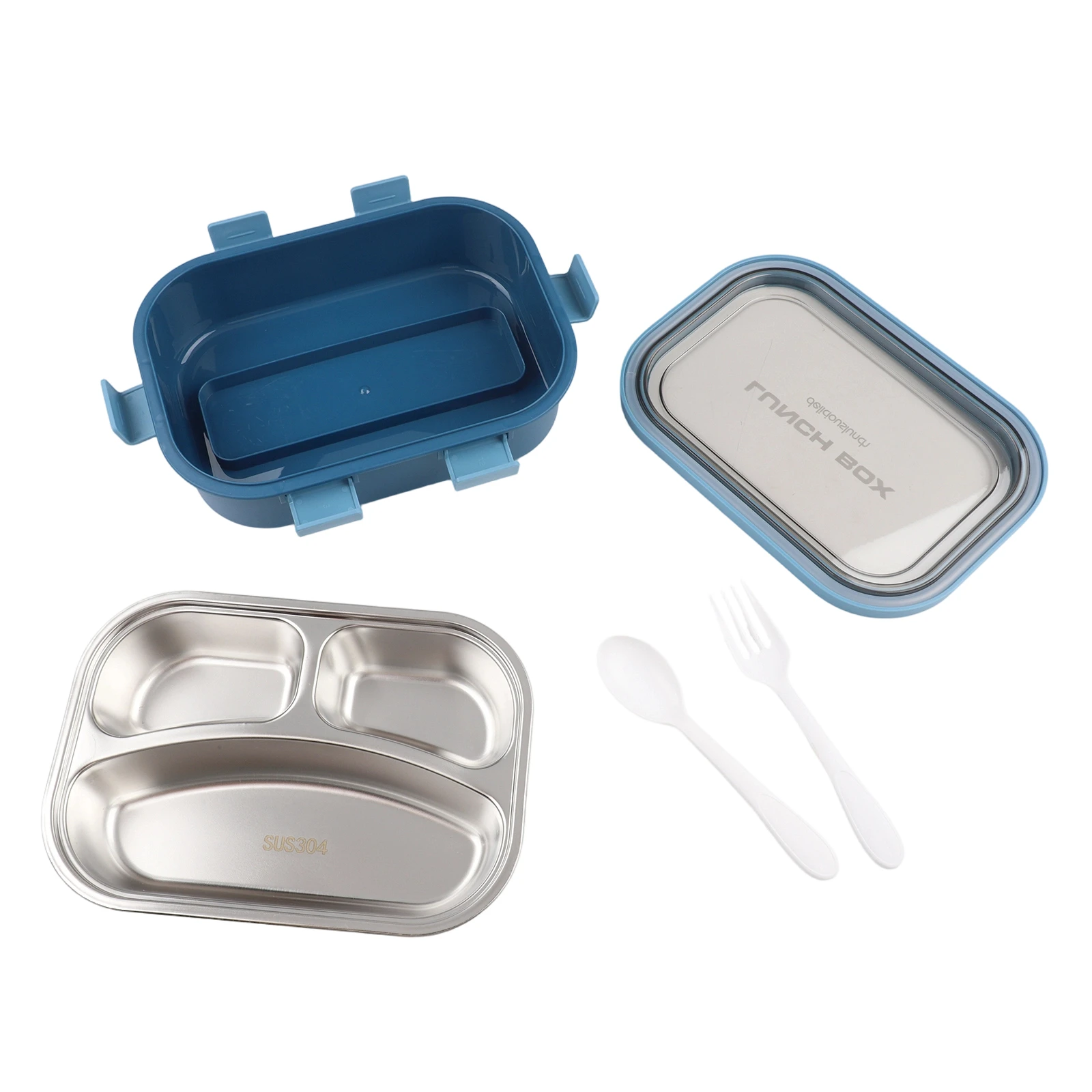 Stainless Steel 3 Part Lunch Box with Removable Tray and Integrated Leakproof Sealing for Convenient Meal Prep