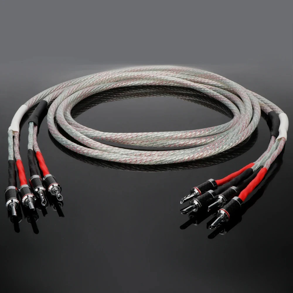 

Hi-End Series Speaker Cable – Silver-Plated Copper Conductors,FEP Insulation, Carbon Fiber Z-Type Banana Plugs