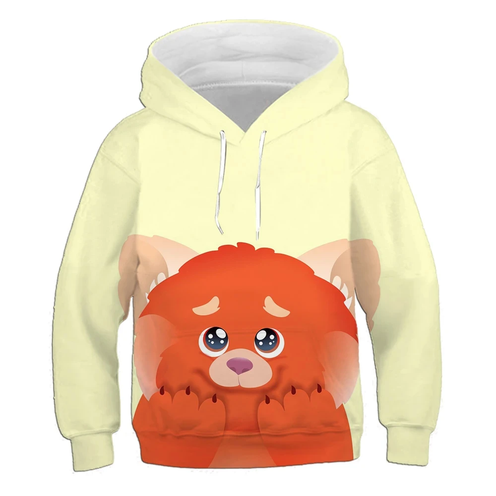 Sweat à capuche Disney Panda rouge pour enfants, dessin animé, mignon, déformation, rouge, impression 3D, garçons et filles, nou