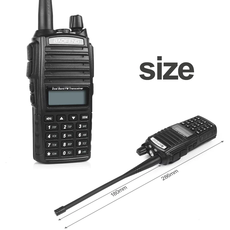 Baofeng-walkie-talkie de banda Dual, Radio FM de 10 KM, UHF, VHF, dos vías, uv 82, 5W, 1CS/lote, UV-82