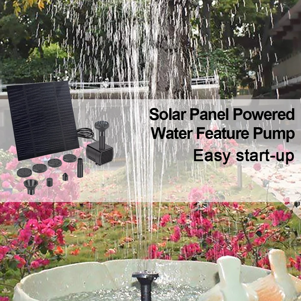 Solar Fountain Pond Pump Kit with Nozzles Solar Powered Fountain Water Pump Solar Water Pump Kit for BirdBath Garden Small Pond view 3