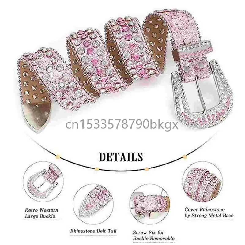 

Flickering Waist Belts for Jeans Pants Belt Sparkling Artificial Crystal J78E