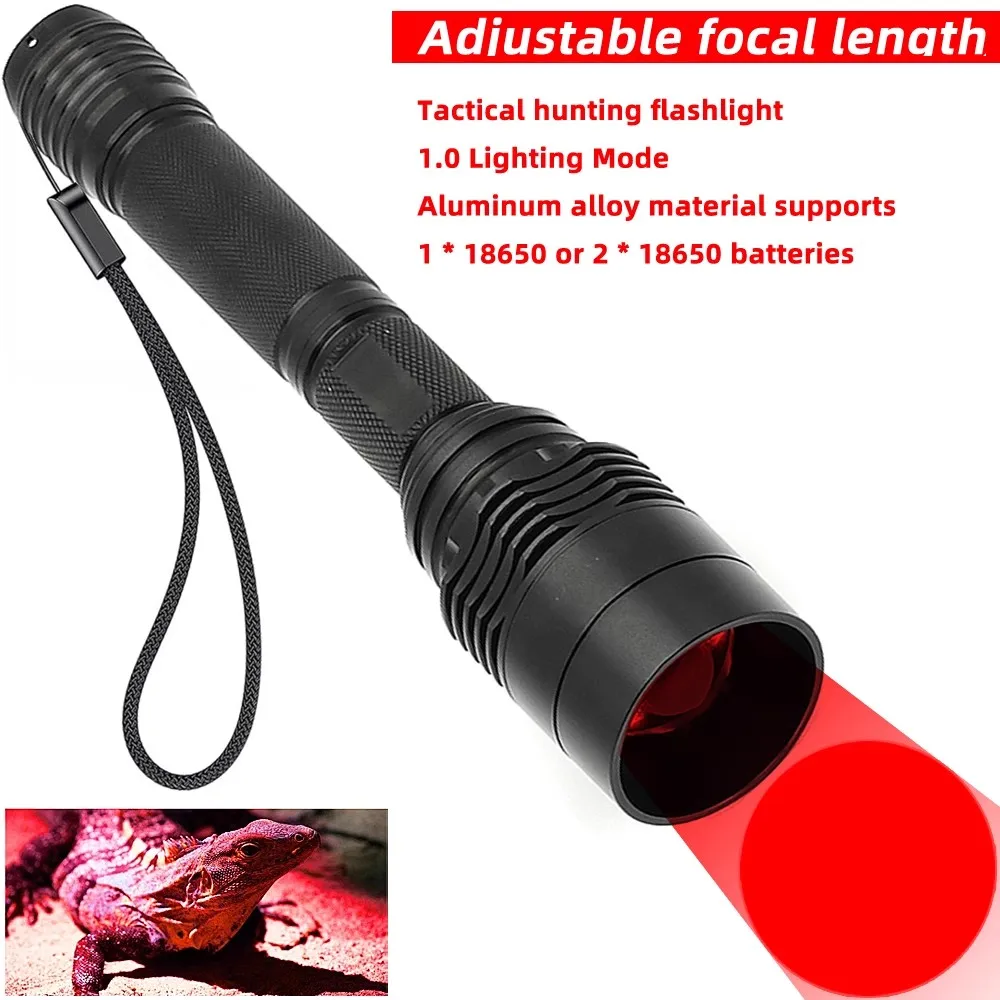 Multi-functional strong light LED red rotary zoom flashlight focus single light bead fill light extended version