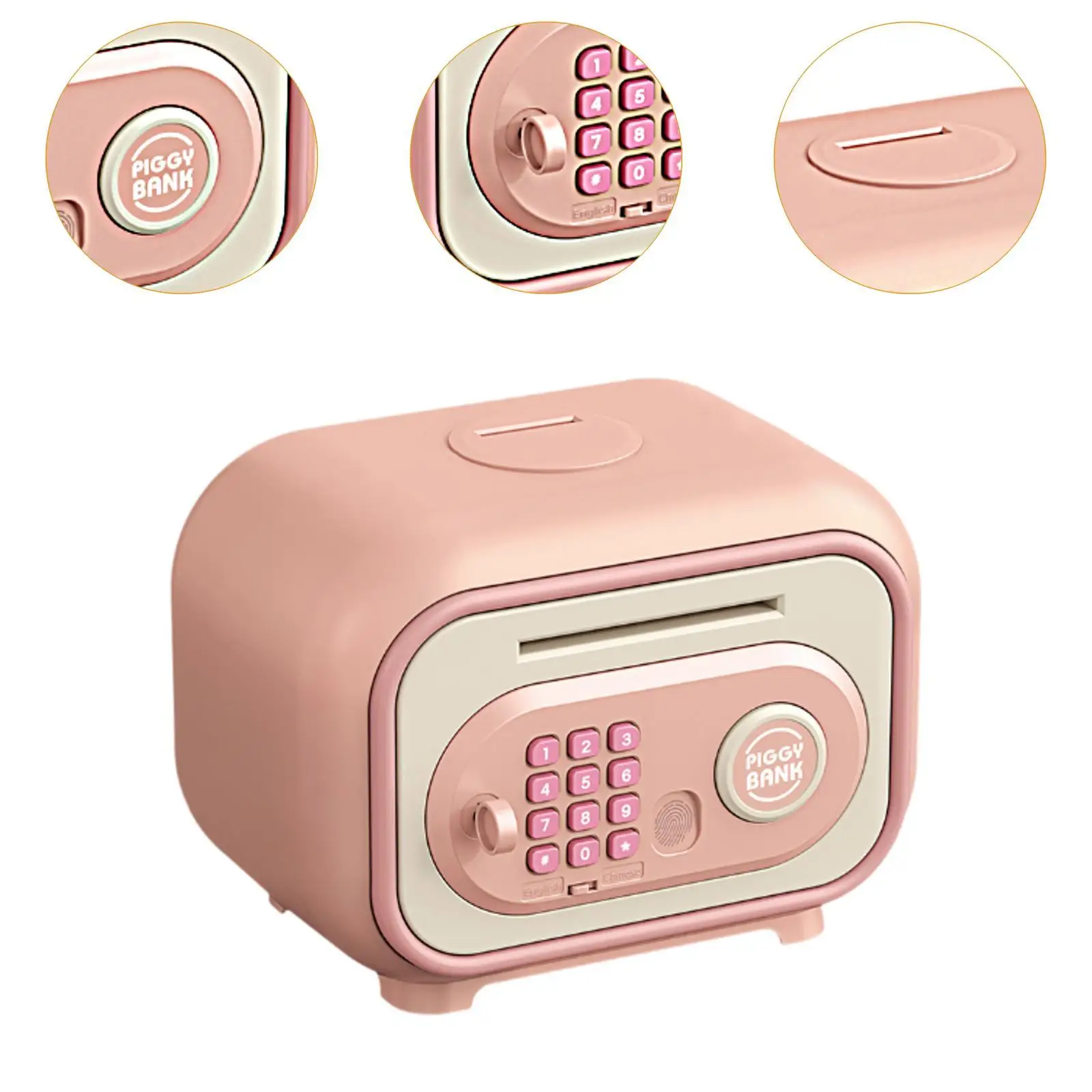 Electronic Piggy Banks Saving Money Automatic Roll Double Mode Fingerprint Password for Kids Children Age 3-8 Years Girls Boys