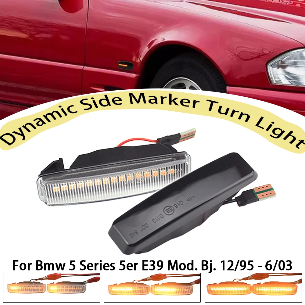LED Side Marker Lights for BMW 5 Series E39 5-Door Sequential Flashing Dynamic Turn Signal Indicator Auto Fender Accessories