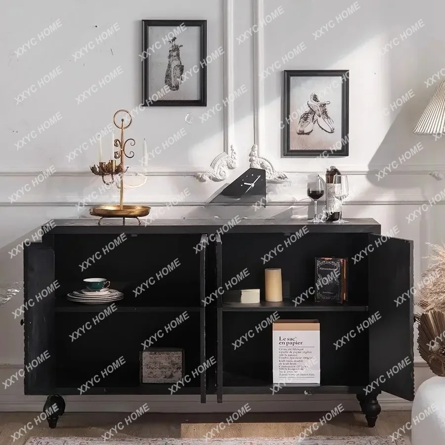 

Retro solid wood engraved entrance cabinet, living room dining side cabinet, foyer decorative cabinetTJ