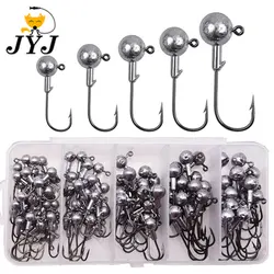 JYJ 100pcs/box 1g 1.5g 2g 3g 3.5g fishing jig head hook for worm grub soft bait , small hook