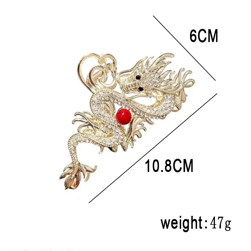 New Women Luxury Rhinestone Pearl Dragon Hair Claw Shark Clip Vintage Shiny Hairpin Hair Crab for Girl Hair Accessories Headwear