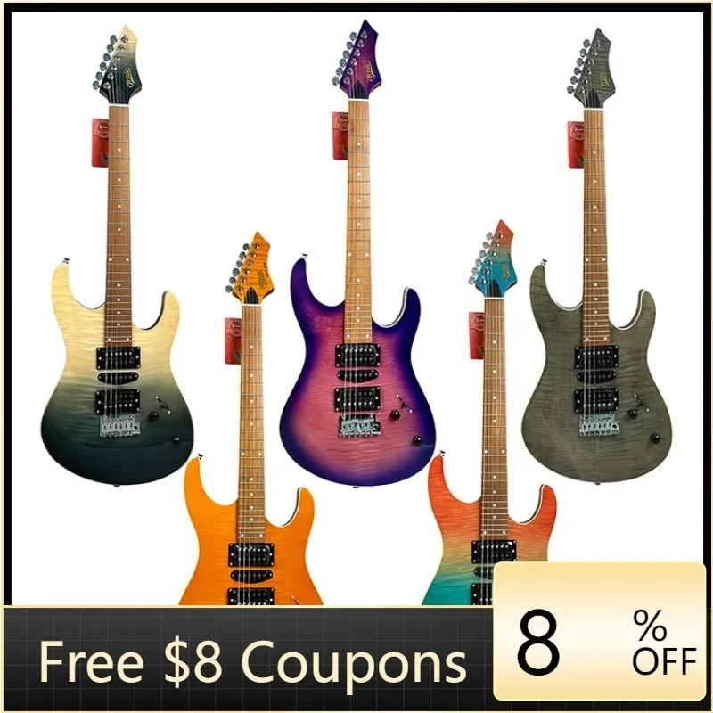

STLF Popular Design OEM tiger Maple Electric Guitar Mahogany Body OEM Glossy Varnish Multiple Color Options guitarra electrica