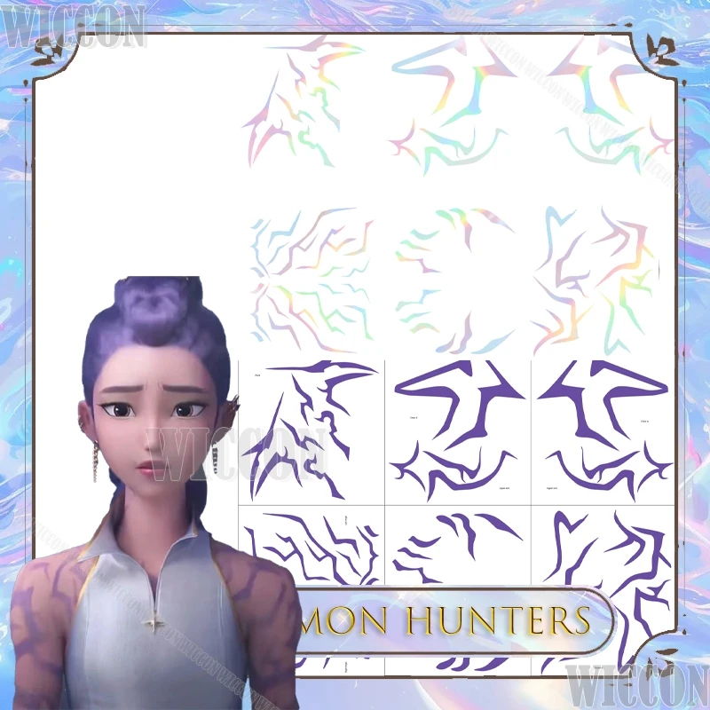 ‌‌‌Demon Hunters Rumi Cosplay Tattoo Stickers Face Decal Character Makeup Anime Outfit Cosplay Clothes Party Halloween Comic Con