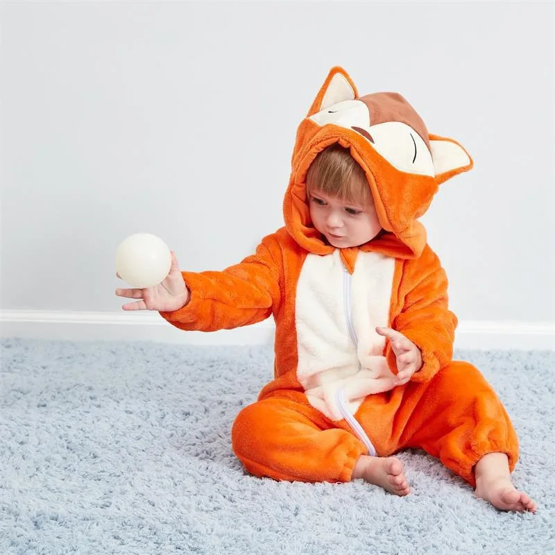 Cartoon Fox Onesie For Baby Cosplay Costume Halloween Kigurumi Infant Full Body Pijama Character Christmas One-Piece Pajamas