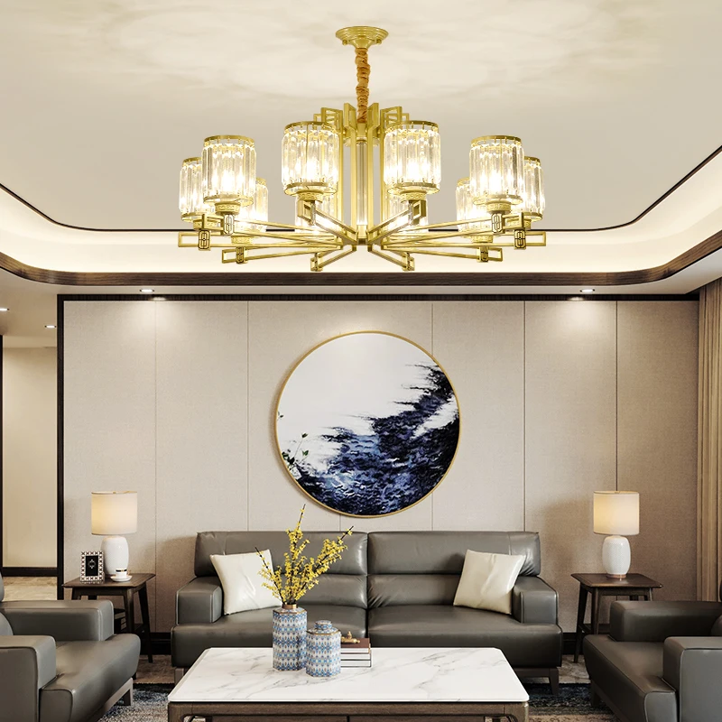 

New Chinese Living Room Crystal Chandelier New Bedroom Chinese Style Restaurant Creative Light Luxury Hall Simple Study Lighting