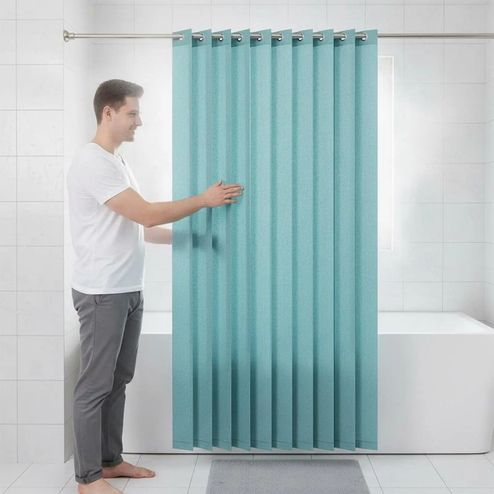 Accordion Fold Bathroom Curtain Waterproof Polyester Opaque Window Shade for Small Windows Space Saving Easy Punch Install