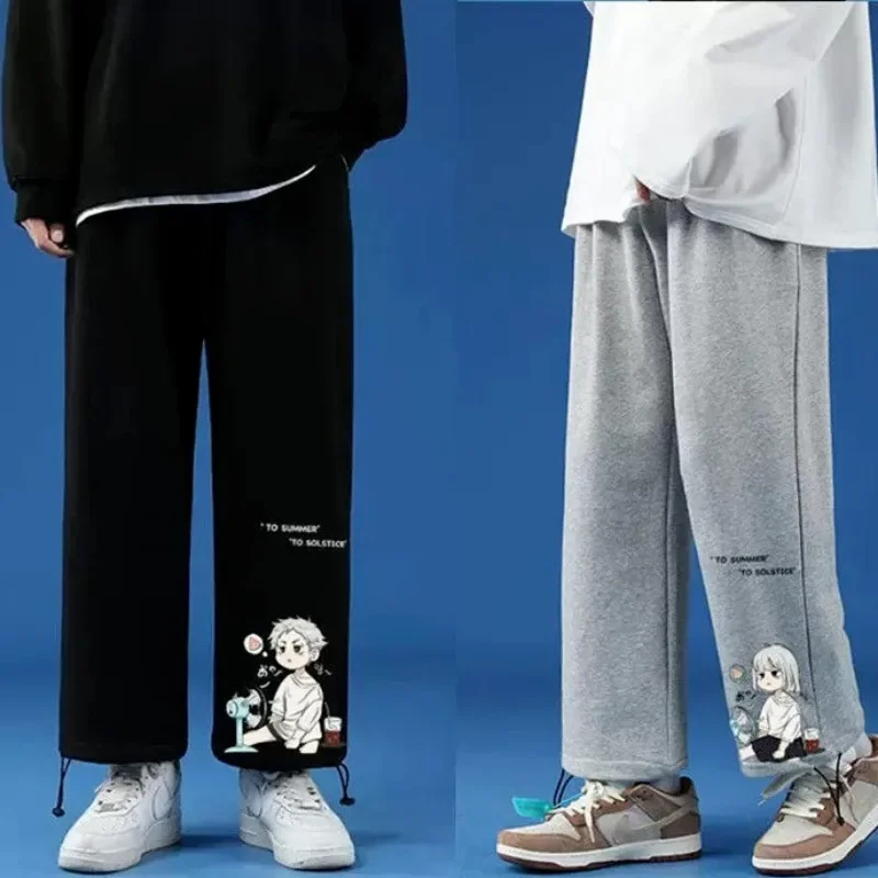 

Размер M-8XL, мужские брюки, осенние и зимние спортивные брюки, брюки большого размера, модные спортивные штаны с принтом комиксов для мальчиков