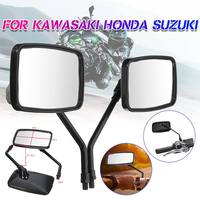 1 Pair Black 10MM Universal Motorcycle Rear View Mirrors Thread Black Rectangle Rearview Side Mirrors For Motorcycle Scooter ATV