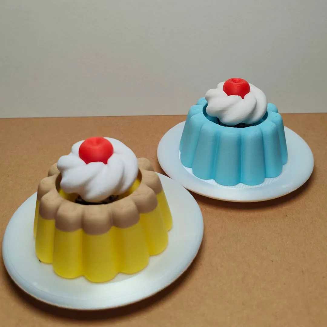 Kawaii Pudding Shape Sensory Fidget Toy Soft Simulated Jelly with Cream Stress Relief Anti-Anxiety Desk Toy for Office Home Deco