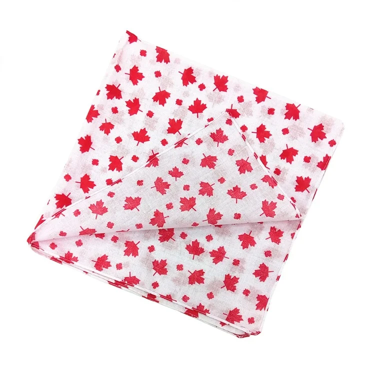 55cm * 55cm Pure Cotton Maple Leaf Handkerchief Multifunctional Headscarf Square Scarf Outdoor Riding