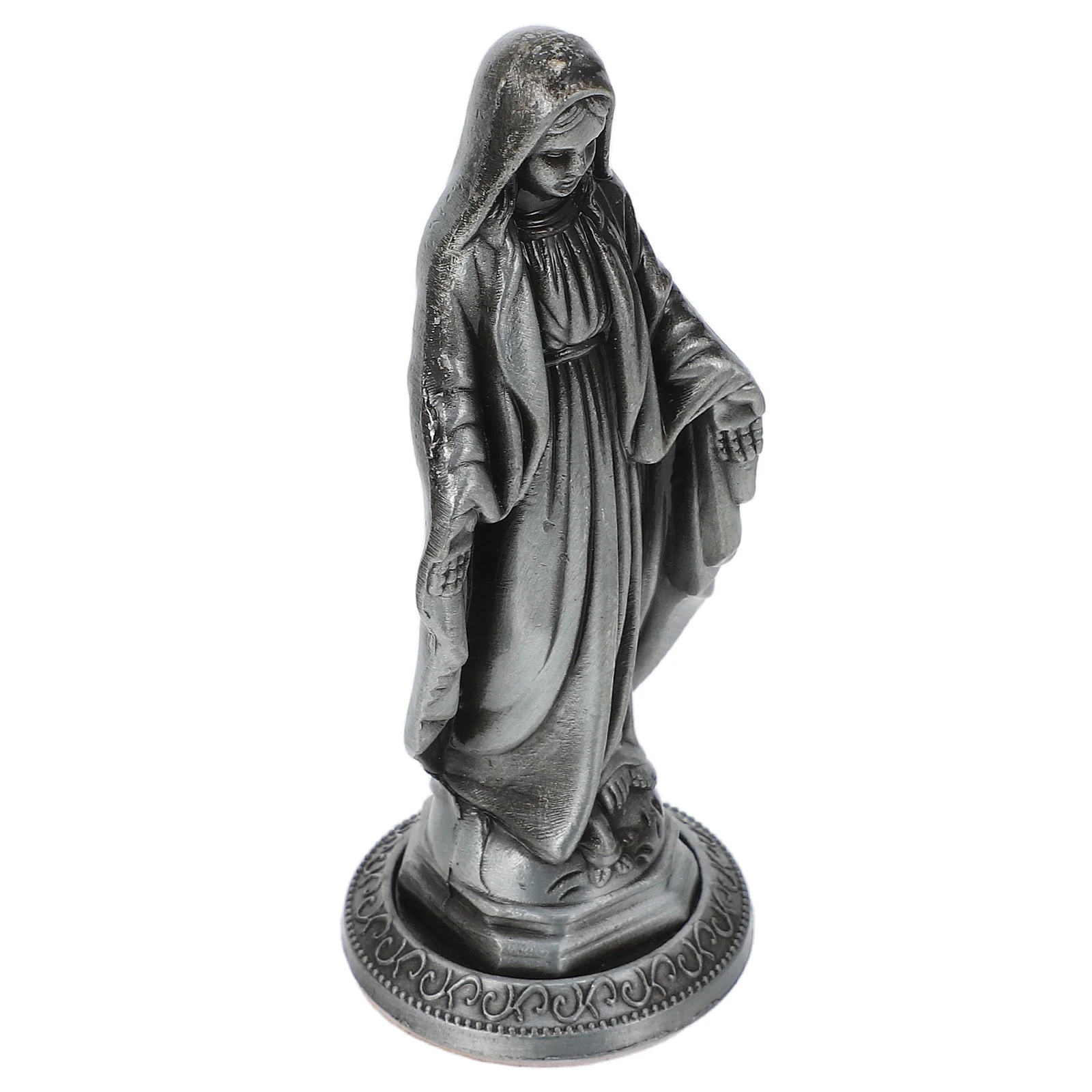 

Retro Alloy Statue Virgin Figurine Desktop Decoration Metal Craft Mini Garden Ornament Realistic Design