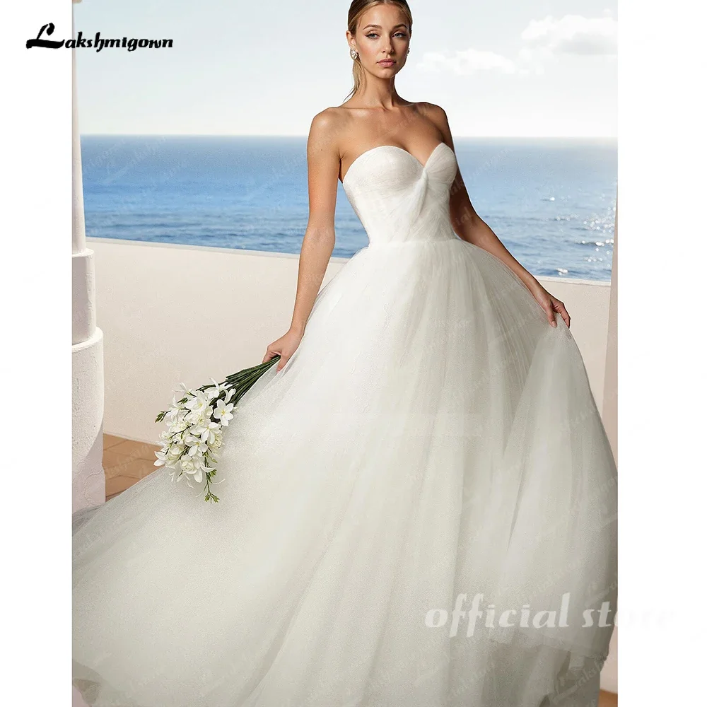 

Lakshmigown Милое свадебное платье из тюля без рукавов длиной до пола, свадебное платье трапециевидной формы, элегантное платье по индивидуальному заказу