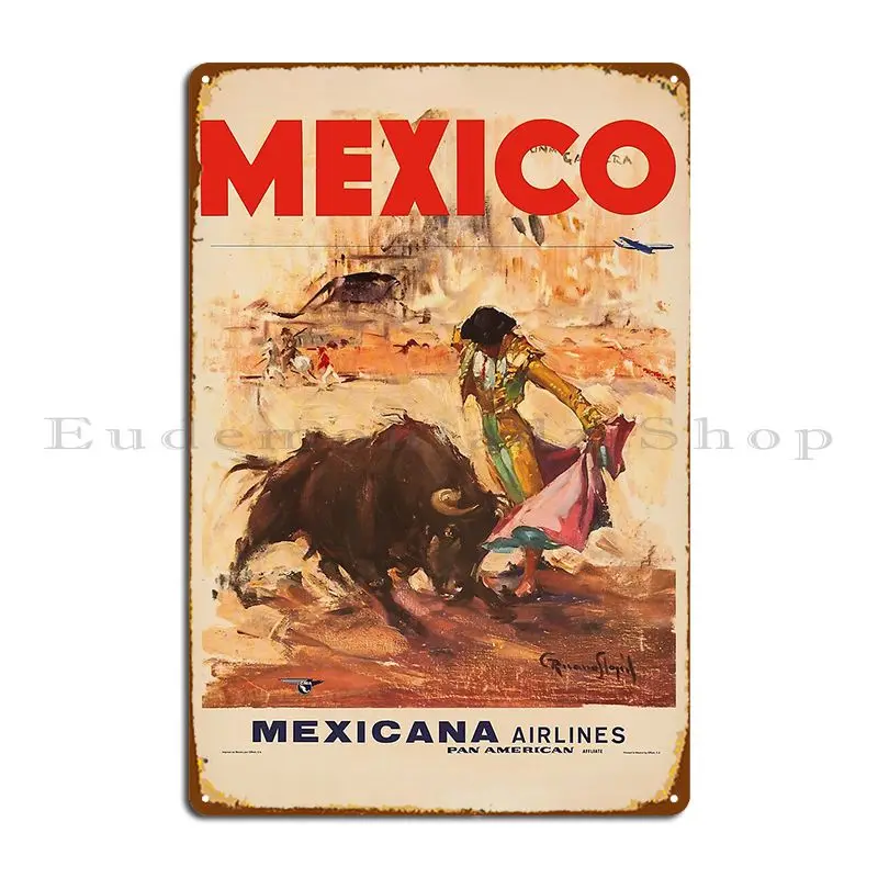 Vintage Mexican Airline Travel Advert Metal Sign Rusty Printed Living Room Wall Cave Printing Tin Sign Poster