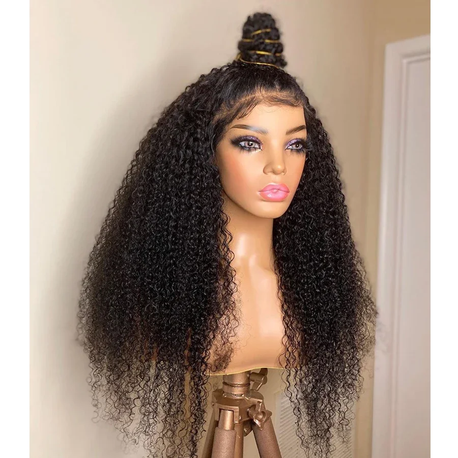 26Inch Preplucked Soft Long Kinky Curly Ombre Blonde Brown 180Density Natural Hairline Lace Front Wig For Black Women Baby Hair