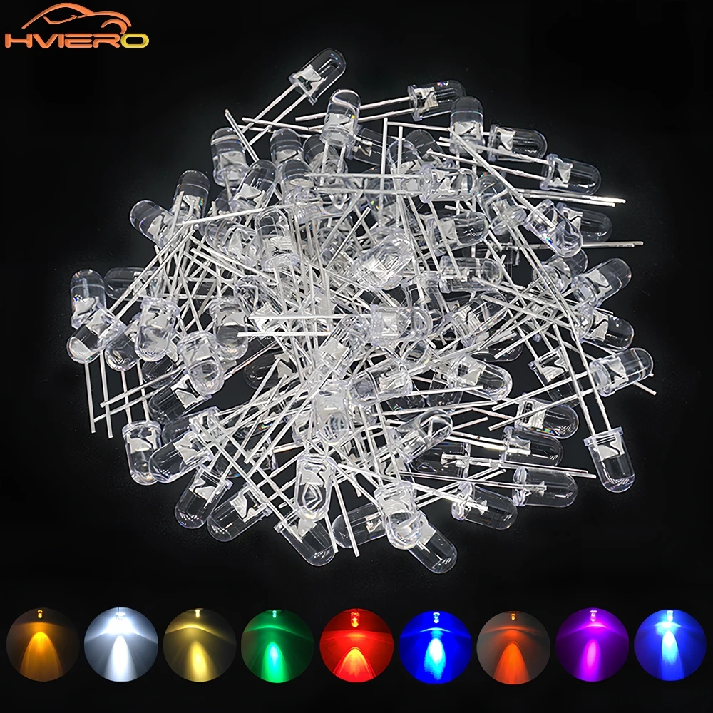 1000 stks F5 5mm Ronde Wit Rood Groen Blauw Geel Water Clear Led Super Heldere Ligte Emitting Diodes 6000-6500 k Lamp