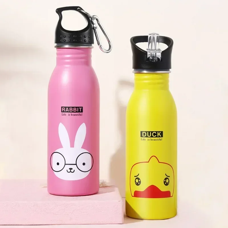 500ML Children\'s Stainless Steel Sports Water Bottles Portable Outdoor Cycling Camping Bicycle Bike Kettle