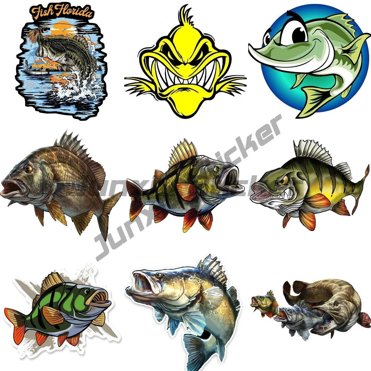 Hooked Largemouth Pikeperch Bass Vinyl Decal Fishing Bumper Sticker for Laptops Tumblers Windows Cars Trucks Walls