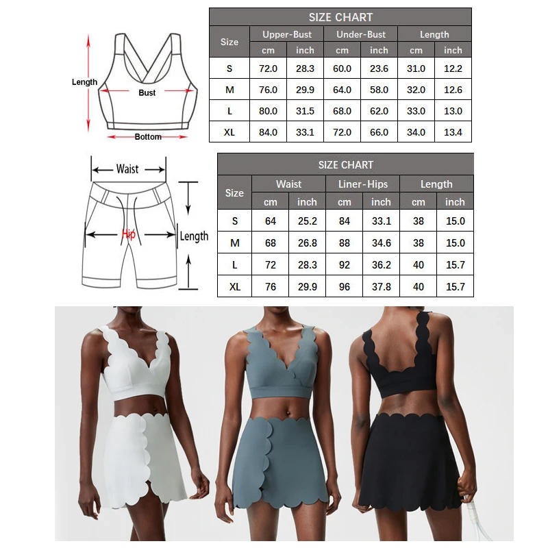 Damen Zweiteiliges Fitness-Yoga-Set Sommer Outdoor-Laufanzug Atmungsaktiver Tennisrock Damen Golf-Kleidung Kurze Sportbekleidung – Detail 1