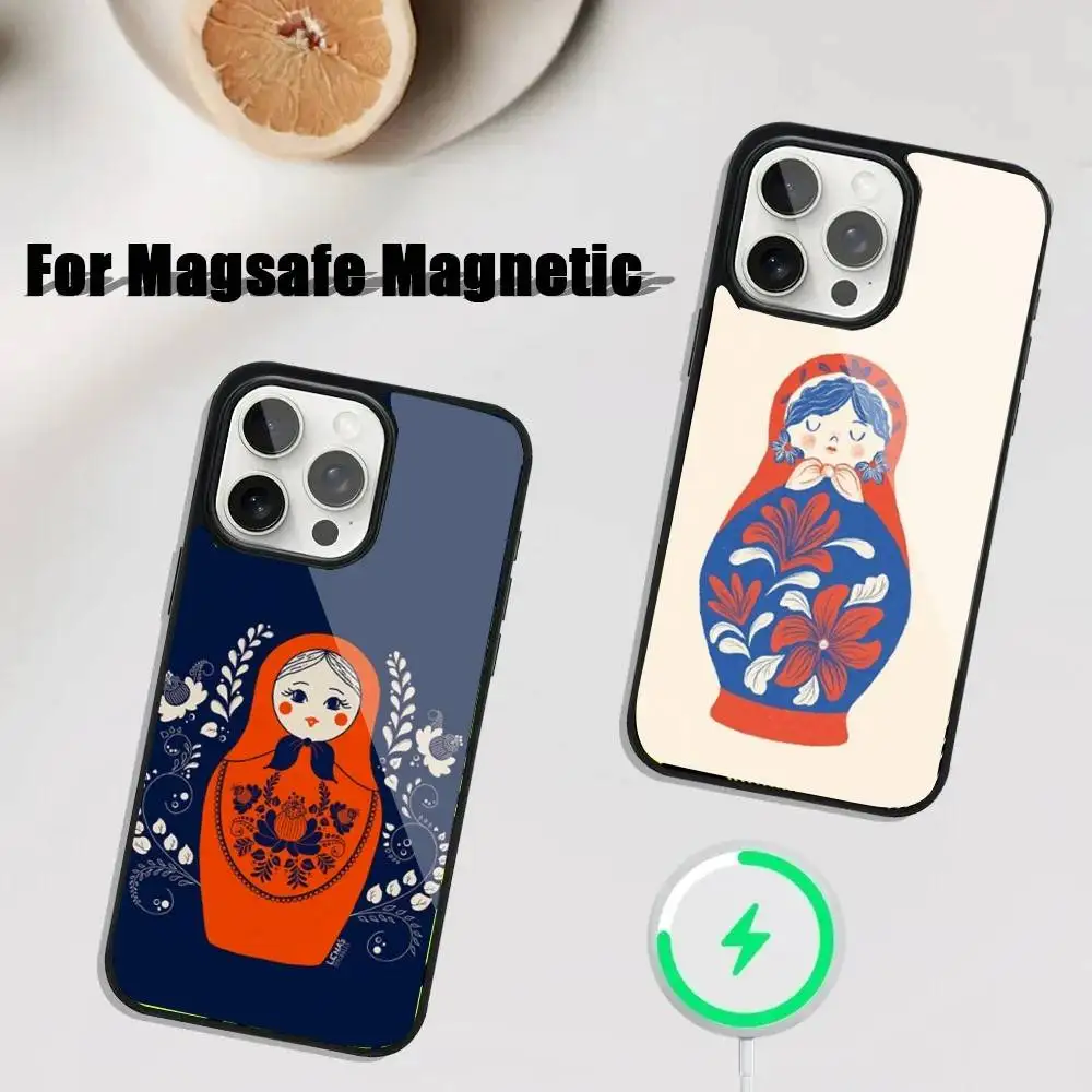 

Russian Art Matryoshka Phone Case For iPhone 17,16,15,14,13,12,11,Pro,Max,Plus,Mini,SE4,E Magnetic Magsafe Wireless Charging