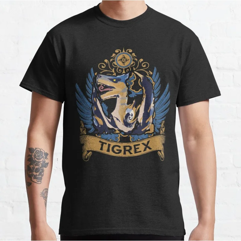 

TIGREX 0220 Monster hunter world gift t shirt for men Cartoon Video game MHW Graphic Tee Y2K Clothes All size tops S-6XL