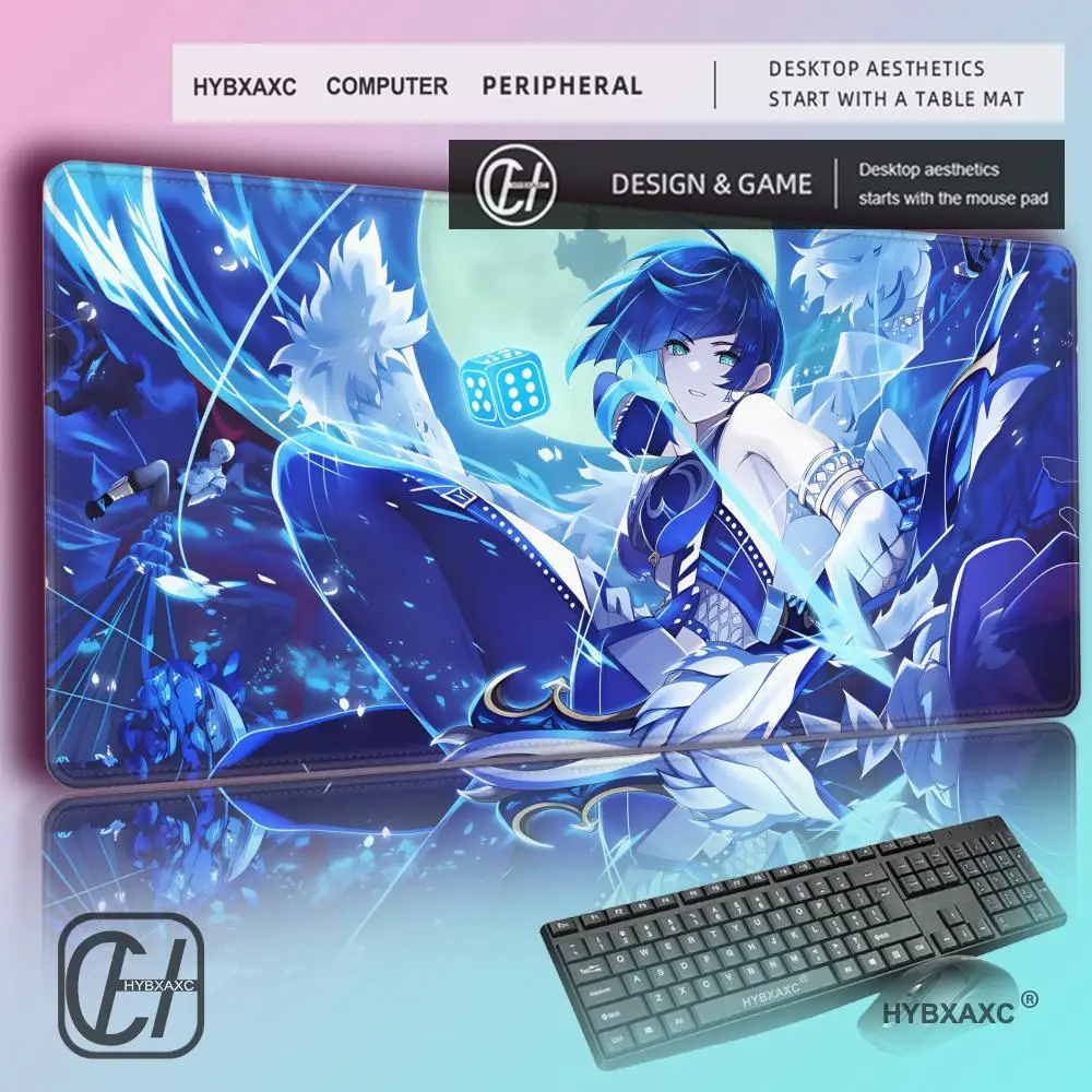 HYBXAXC Game Genshin Impact Yelan Mouse Pad Non-slip Rubber Gamer Balance Computer Mat Decoracion Deskmat Laptop Office Large