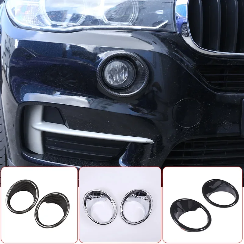 2 Pcs For BMW X5 F15 2014-2018 ABS Chrome/Carbon fiber/Black Car Front Fog Lamp Decoration Cover Trim Car Accessories