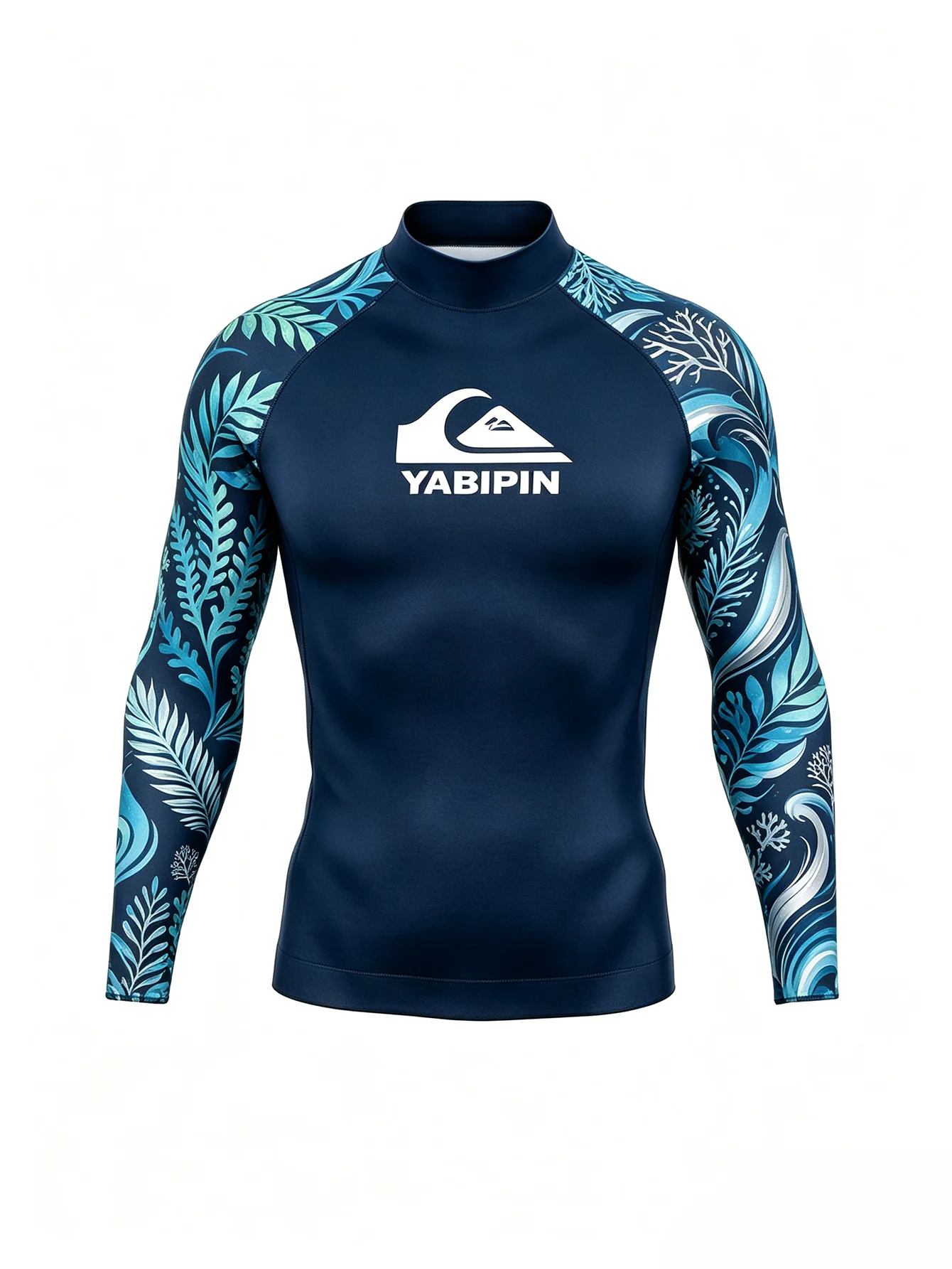 Zero Drag Men’s Rash Guard Long Sleeve Stand Collar, Snug Fit Quick Dry for Surf Fishing Water Activities