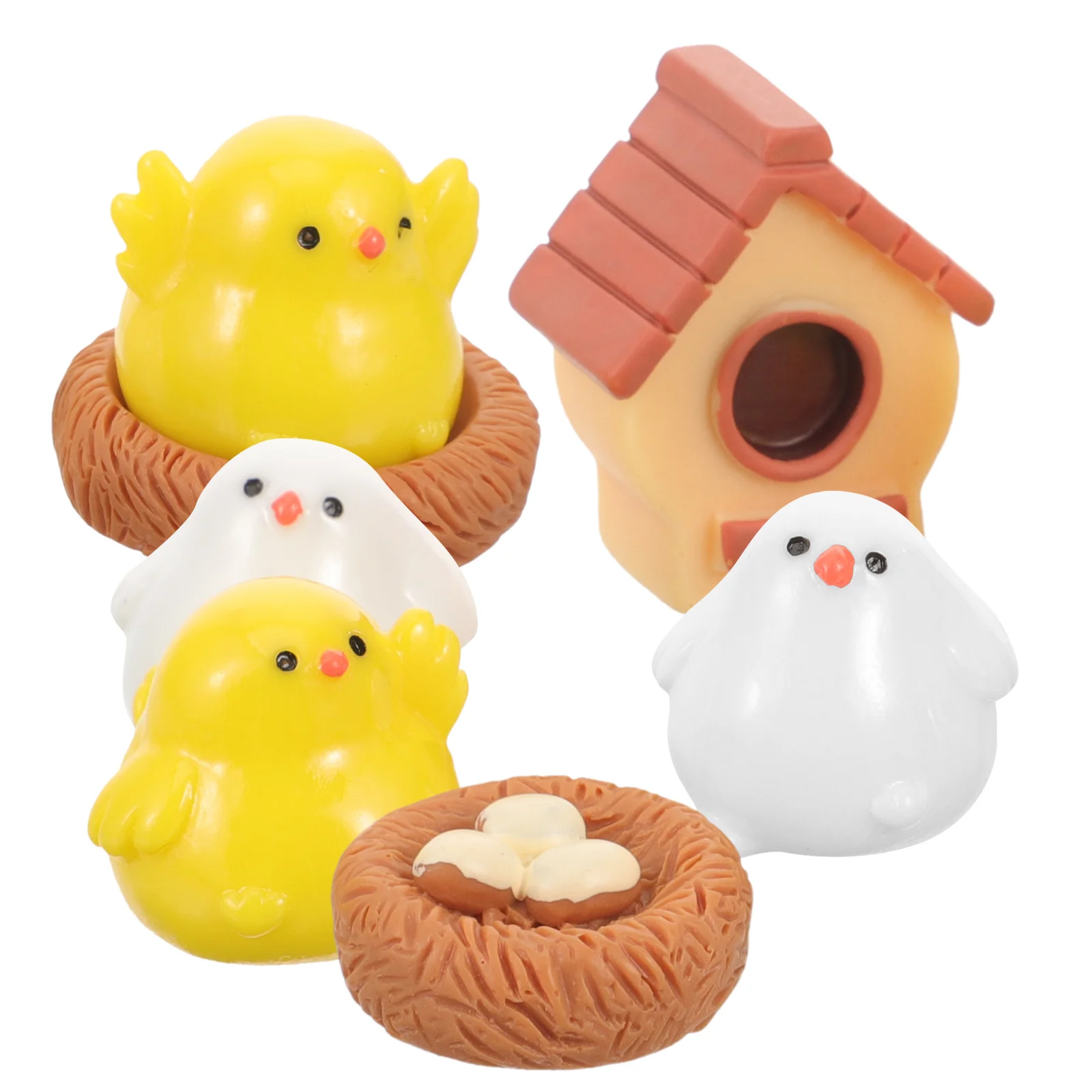 

1Set Mini Chicken Ornaments Resin Miniature Animal Decorations for Home Office Car Special Days Gifts Mini Chicken