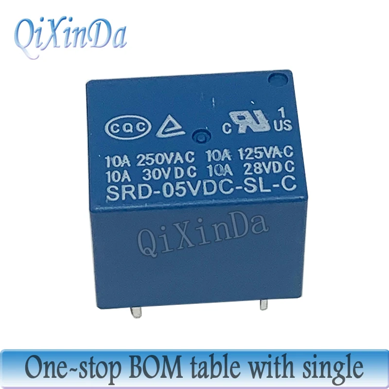 100pcs/lot Relay SRD-05VDC-SL-C SRD-12VDC-SL-C SRD-24VDC-SL-C SRD 12VDC SL C 10A 250VAC 5PIN 3V 5V 9V 12V 24V 48V Power Relay