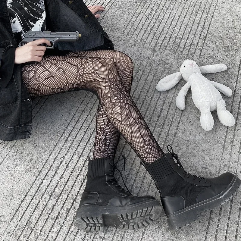 

Classic Lolita Hollowed Out Lace Mesh Stockings Bottomed Pantyhose Women Sexy Japanese Girls Gothic Punk Retro Spider Web Tights