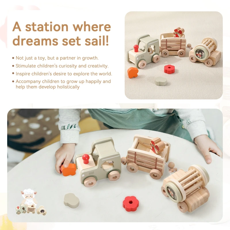 Wooden Rail Train Toys Montessori Educational Game For Children Rooms Are Hand-decorated In Wood Gift For Building Block Lovers