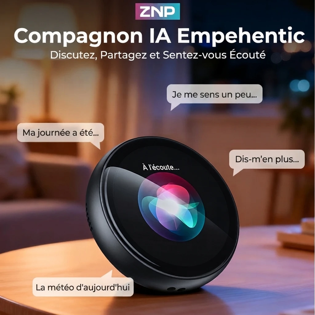 Assistant personnel ZNP AI, écran HD avec traduction en temps réel, badge numérique magnétique Z01, chat vocal, compagnie émotionnelle